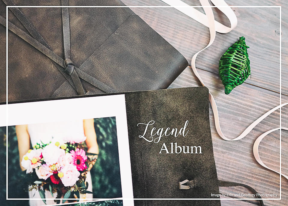 detail photo of the Legend wedding album from Woodland Albums