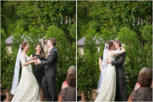 barn-wedding-ceremony-first-kiss