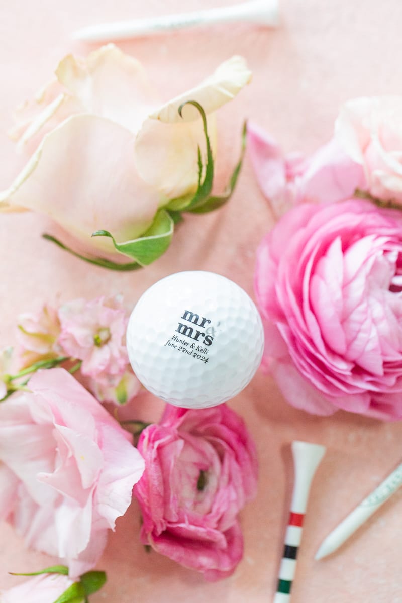 custom golf ball for a golf-themed Pinehurst wedding
