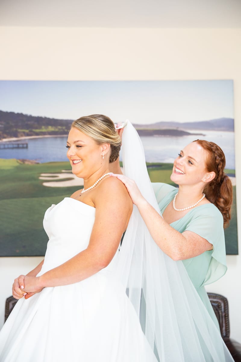 Bride with bridesmaid at Holly Inn wedding