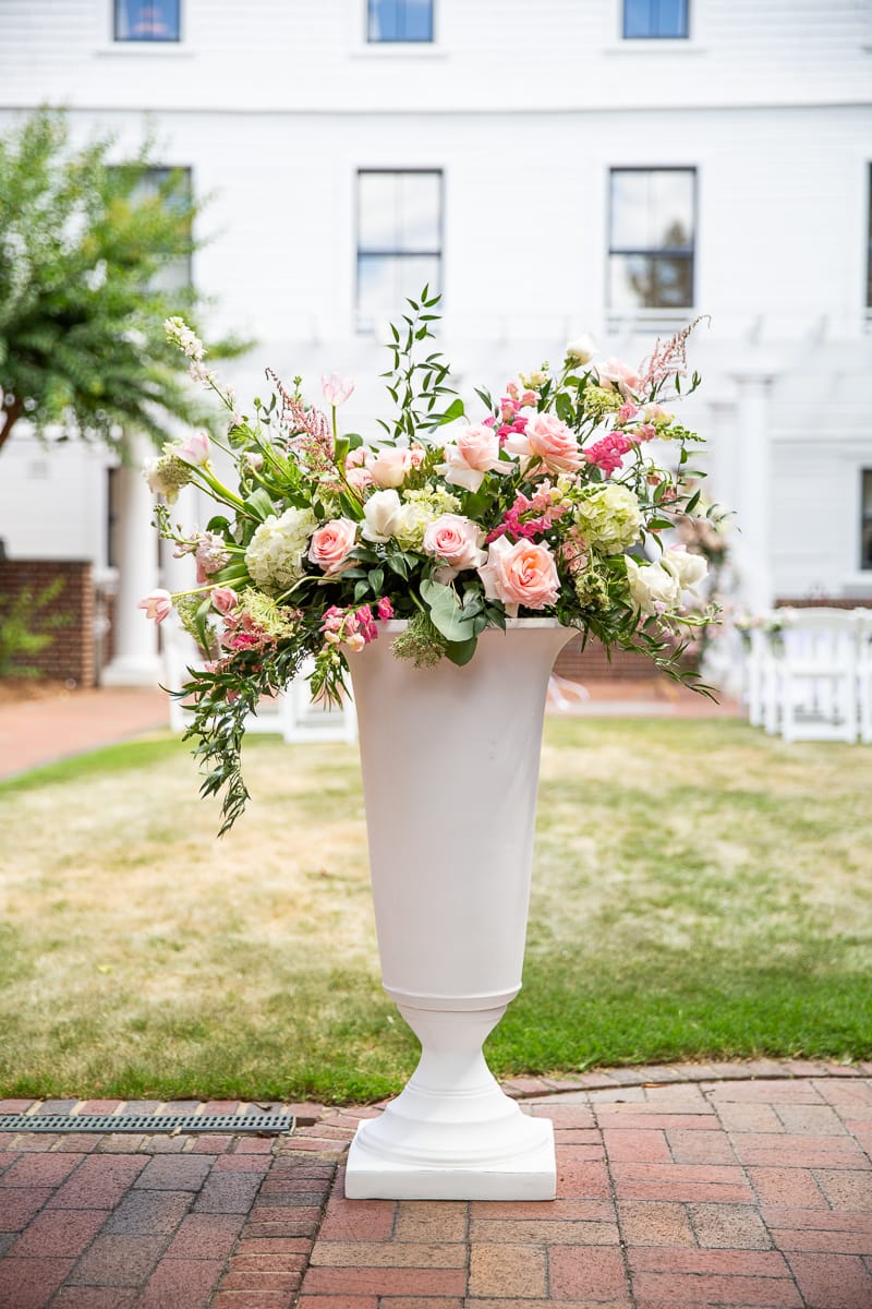 large ceremony floral arrangement by Hillside Florist
