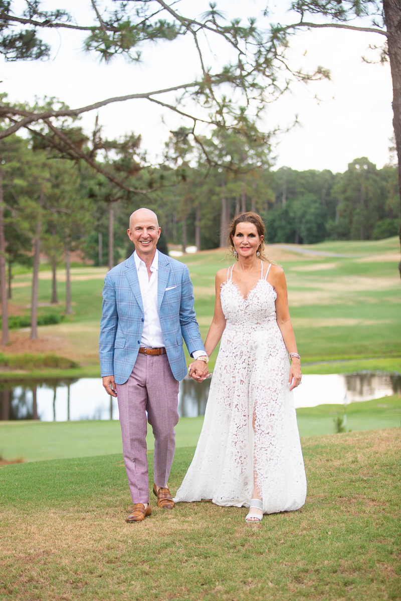 Bride and groom outdoor shot by Pinehurst wedding photographer