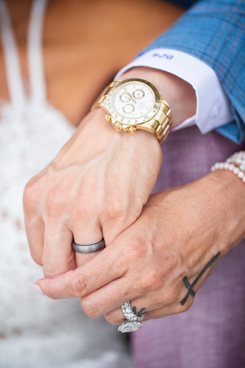 Closeup of wedding rings at Pinehurst wedding