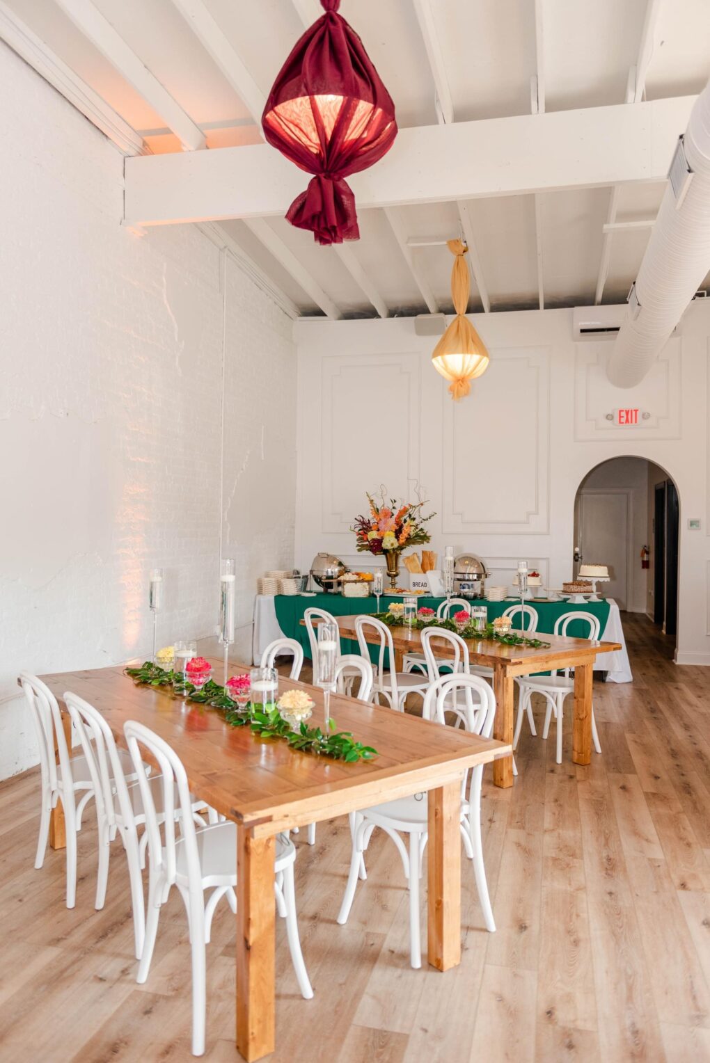 interior photo of soiree on south set up for a micro wedding 