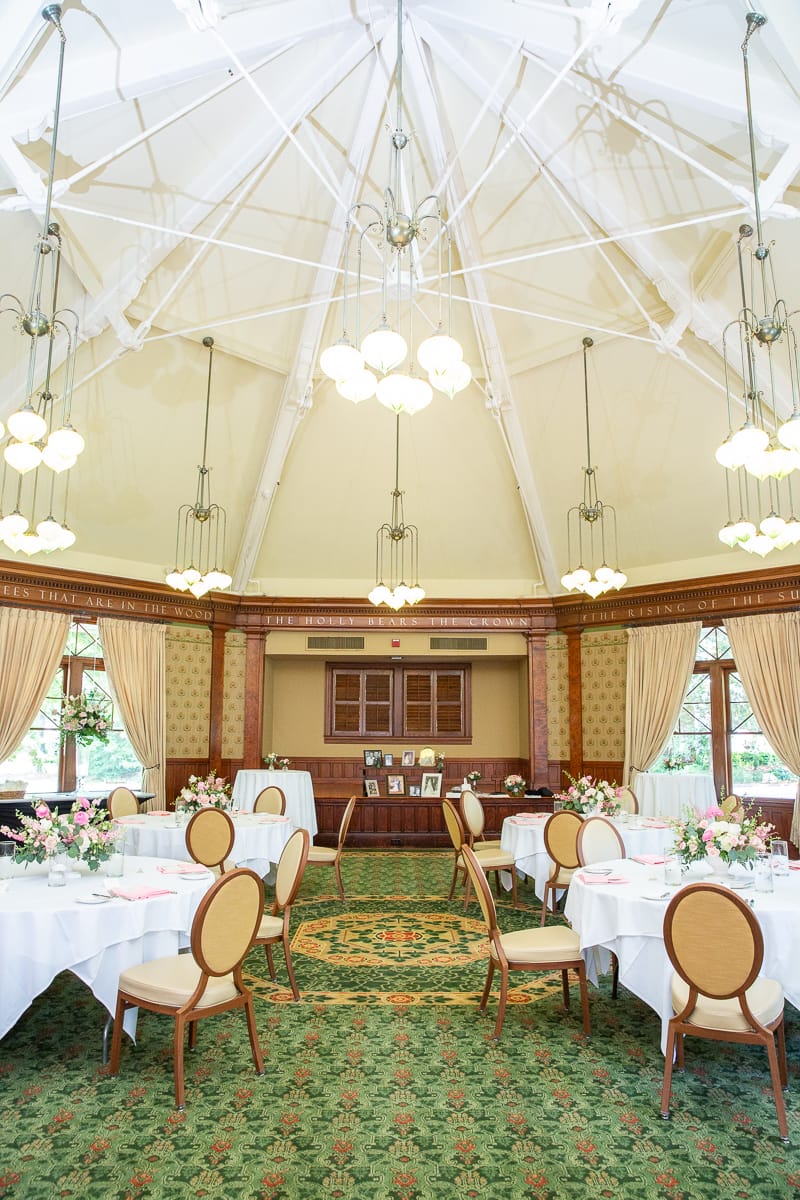 interior shot of the ballroom at the Holly Inn wedding in Pinehurst, North Carolina