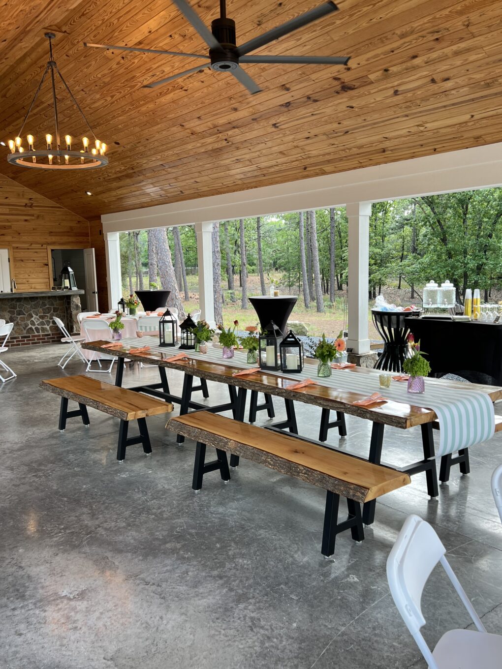 interior photo of the outdoor pavilion at Pine Grove Farm wedding venue 